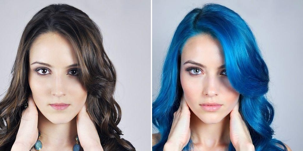 brown hair to blue hair